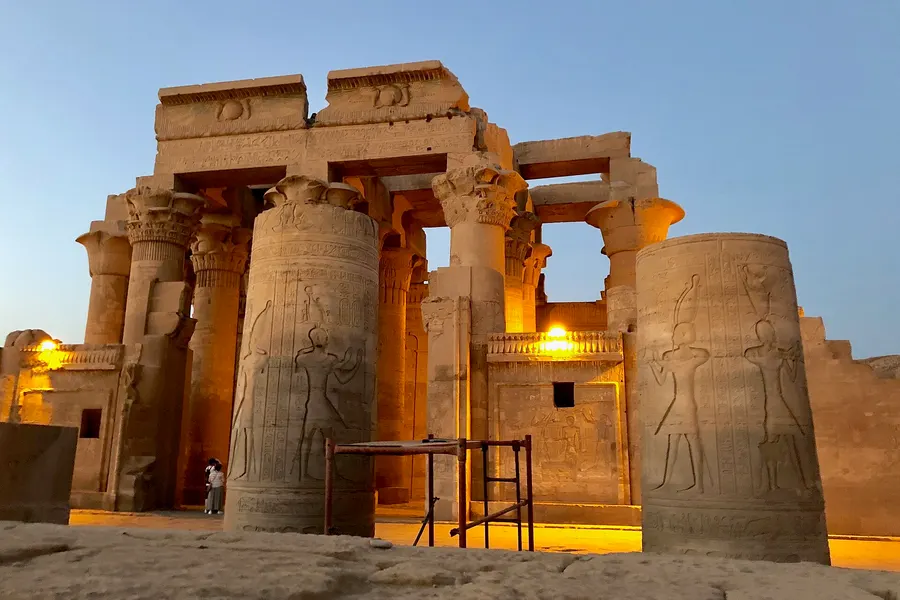 Kom Ombo Temple at dusk, a stop on the Nile cruise