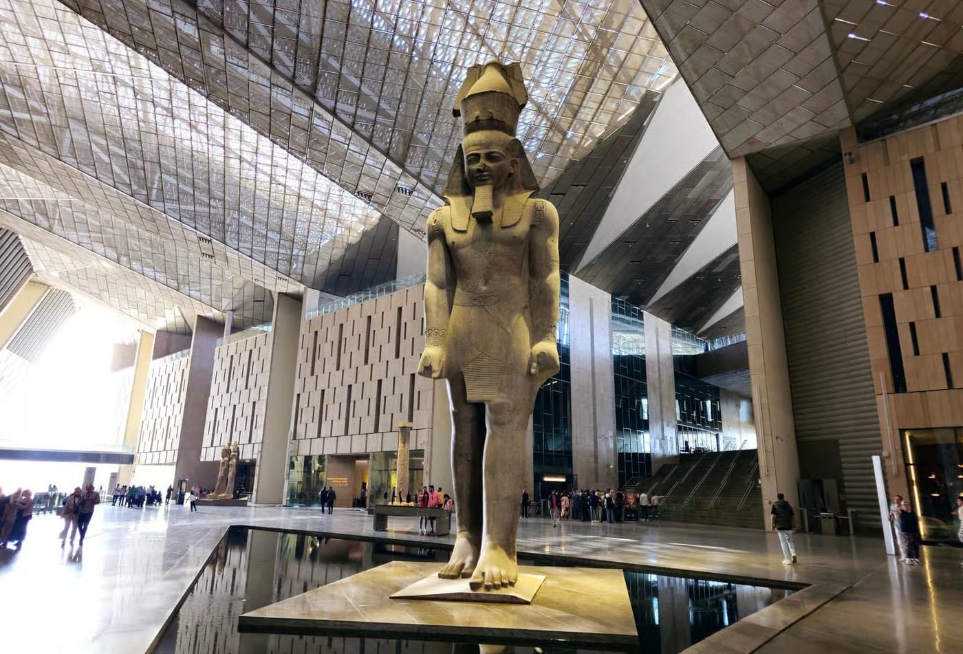 Ancient Egyptian statue at the Grand Egyptian Museum