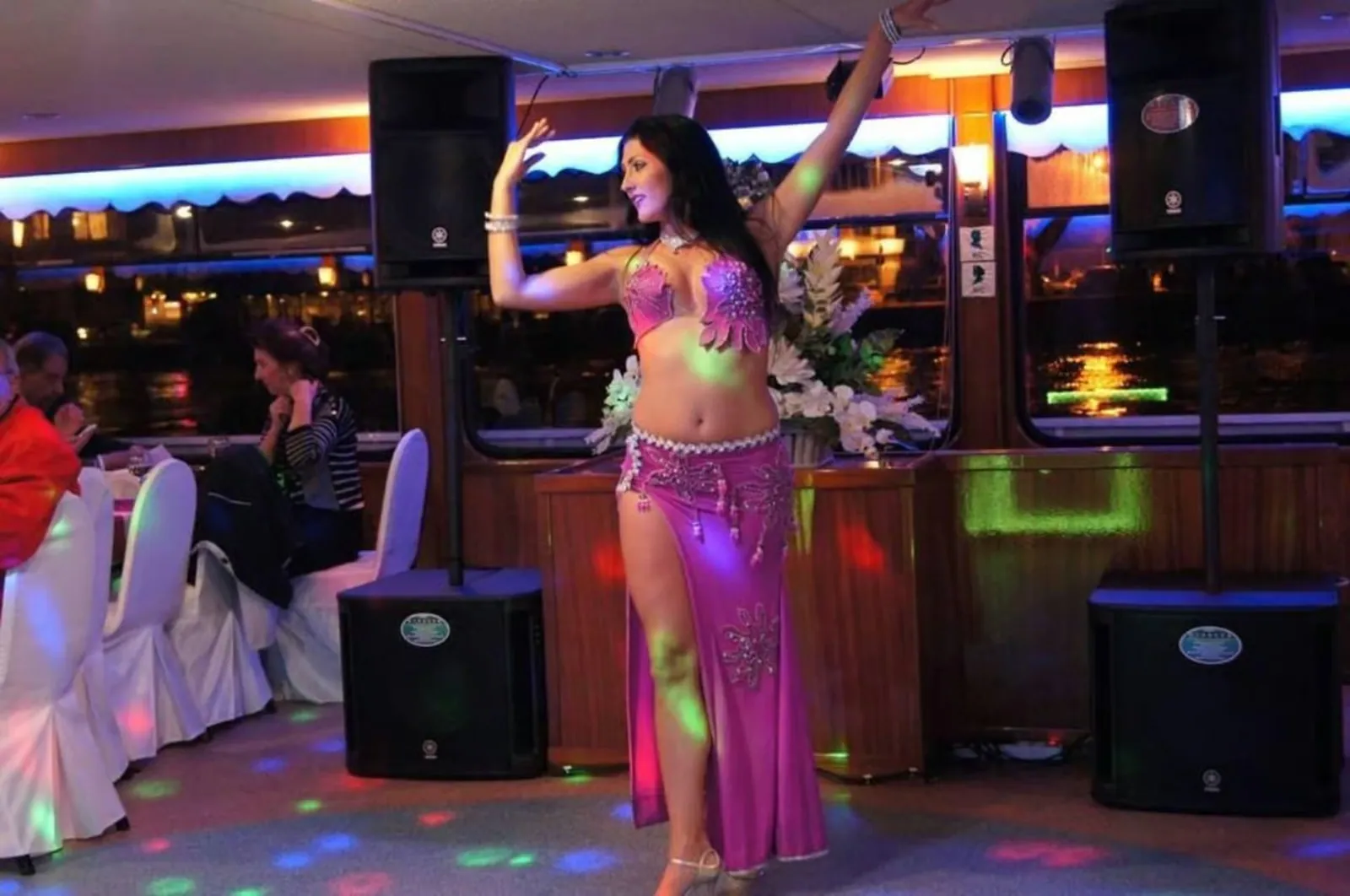 A belly dancer performing aboard the cruise