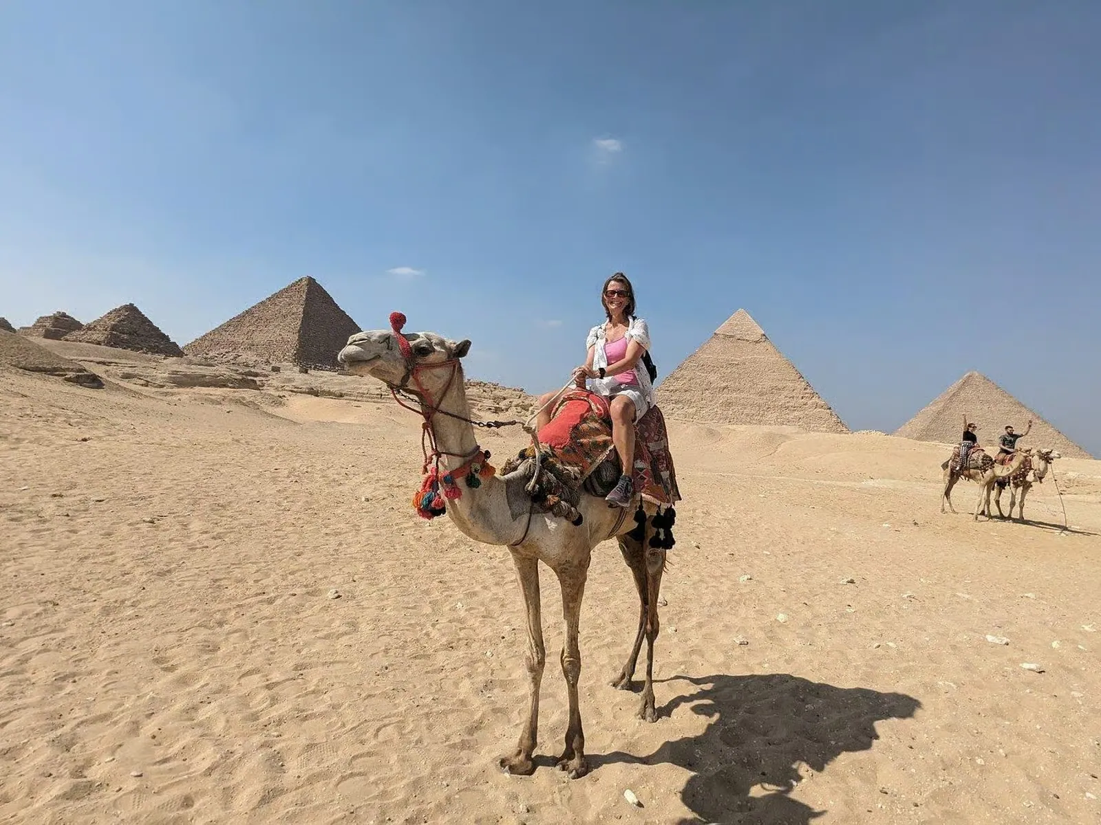 A camel ride in front of the Giza pyramids