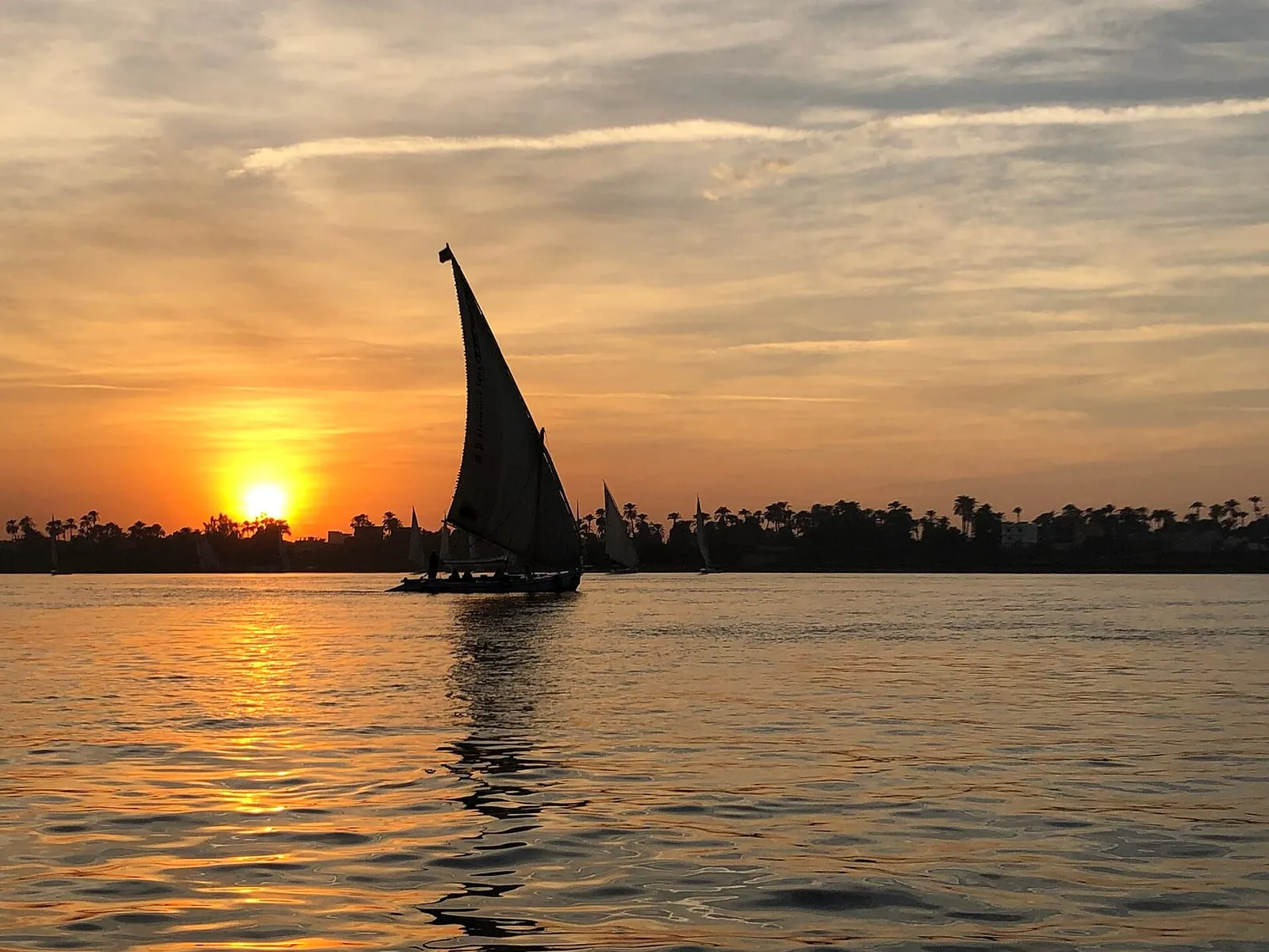 A felucca on the Nile at sunset