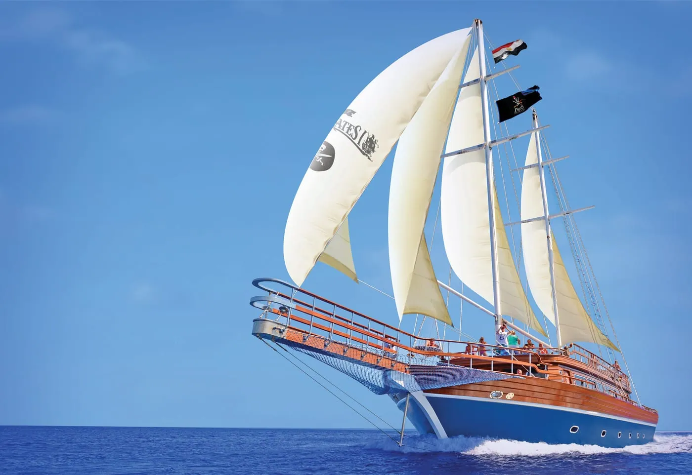 The Pirates sailing boat under full sail