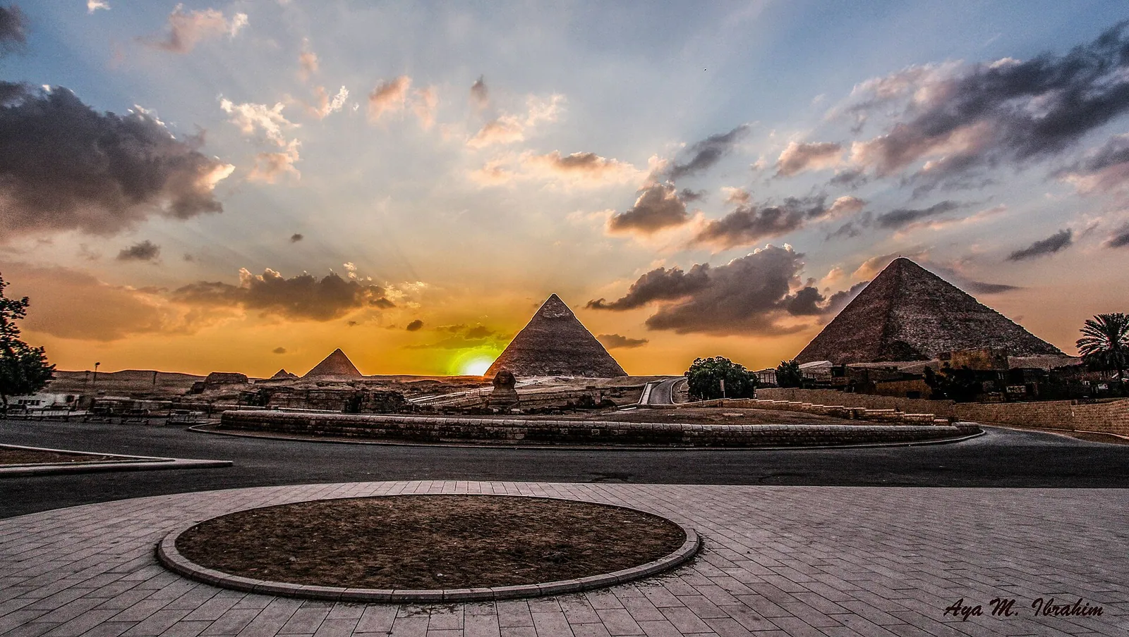 Sunset over the Giza pyramids