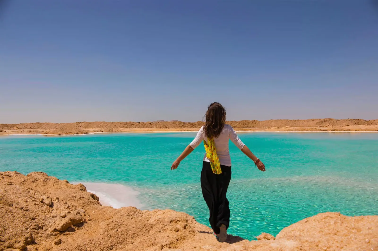 A turquoise salt lake in Siwa