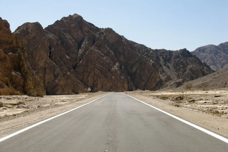 A road through the desert landscape of South Sinai